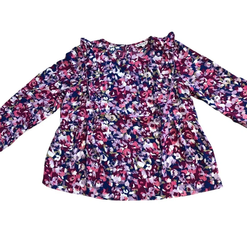 Nanette Lepore Carmine Blouse Ruffles Bold Floral Print NWT - Picture 7 of 10